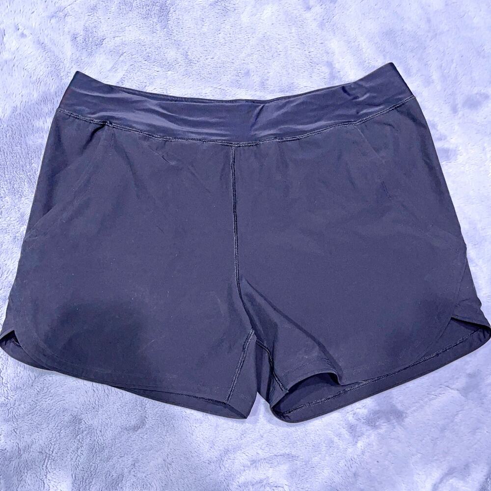 Lands End Activewear Shorts Black High Rise Dolphin Hem Quick Dry Womens Plus 18